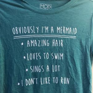 Turquoise mermaid teen funny cute top shirt